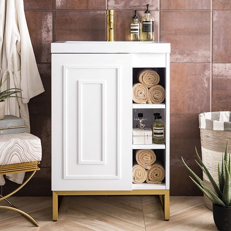 Alicante 24 Inches Single Vanity Glossy White Radiant Gold