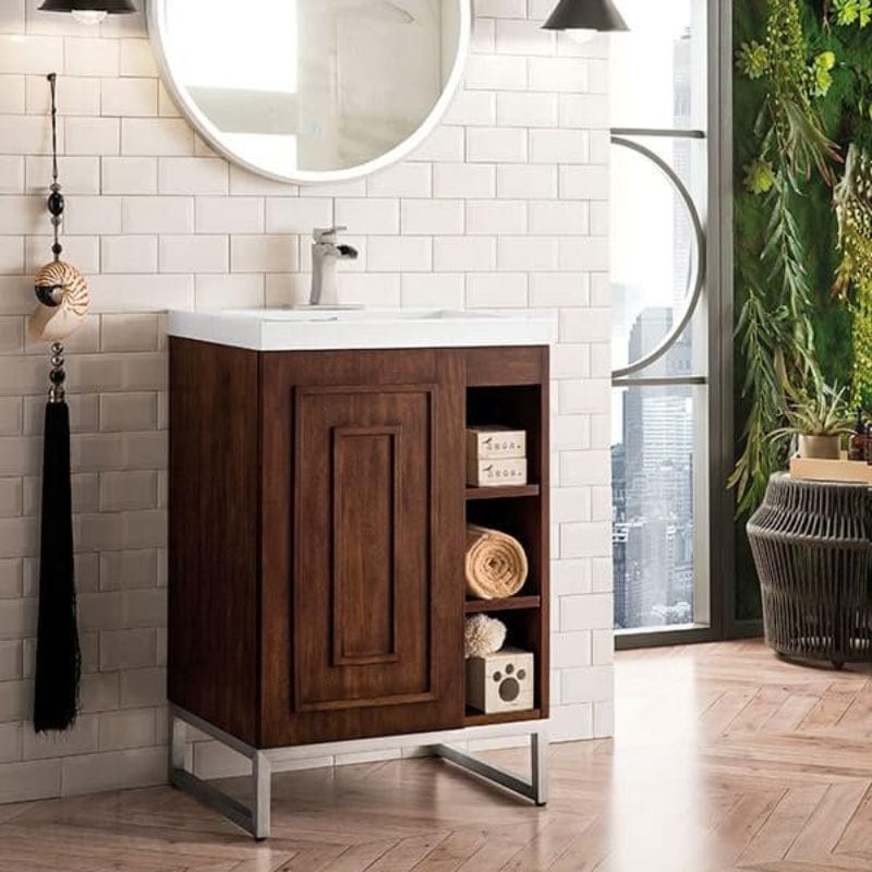 Alicante 24 Inches Single Vanity Mid Century Acacia Side View