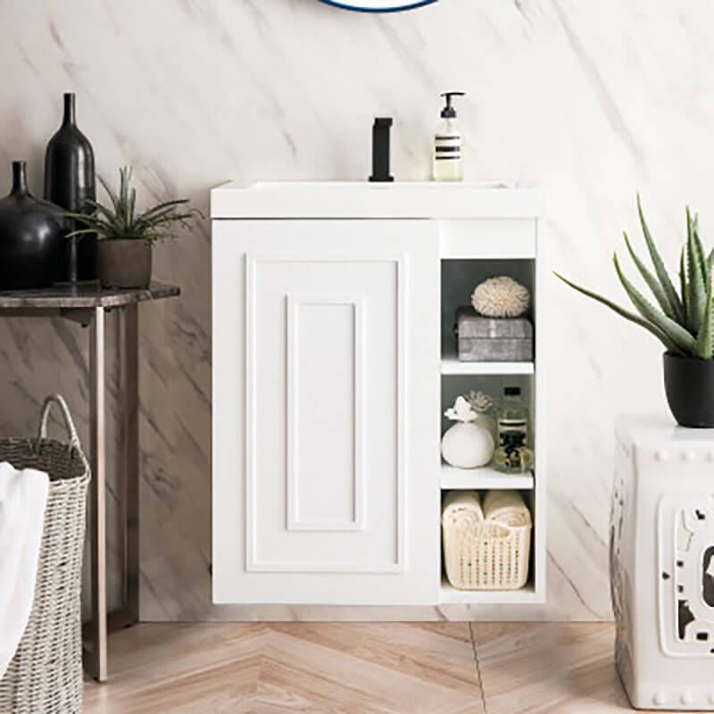 Alicante 24 Inches Single Wall Mount Vanity Glossy White Front View