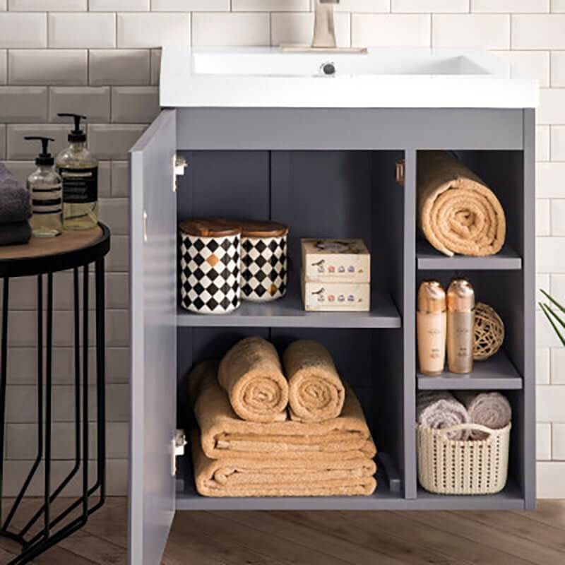 Alicante 24 Inches Single Wall Mount Vanity Gray Smoke Interior