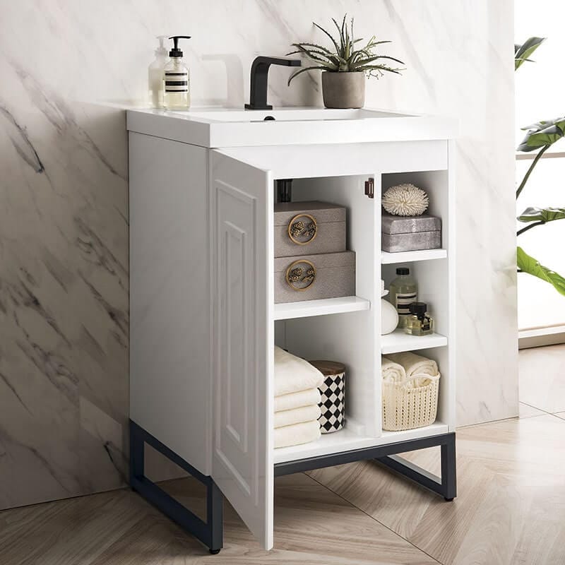 Alicante 24 Single Vanity Glossy White Soft Close Door Hinges