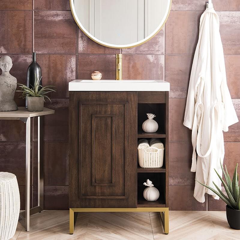 Alicante 24" Single Vanity Mid Century Acacia Radiant Gold Hardware