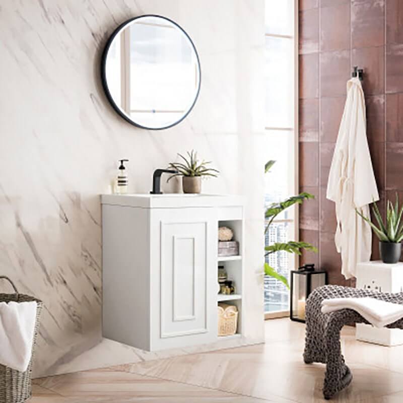 Alicante 24" Single Wall Mount Vanity Glossy White Side View
