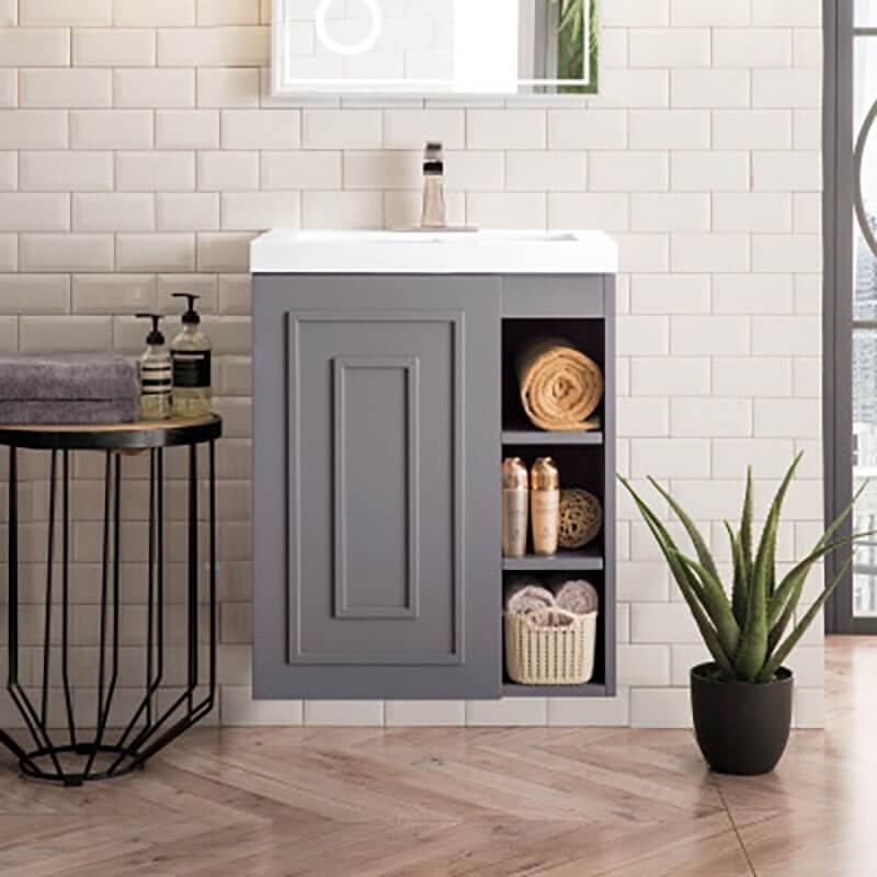 Alicante 24 Single Wall Mount Vanity Gray Smoke Front View