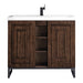 alicante 39.5 inches single vanity mid century acacia matte black front view