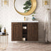 Alicante 39.5 Inches Single Wall Mount Vanity Mid Century Acacia Full View