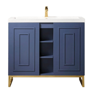 Alicante 39.5" Single Vanity Azure Blue Radiant Gold Freestanding Front View