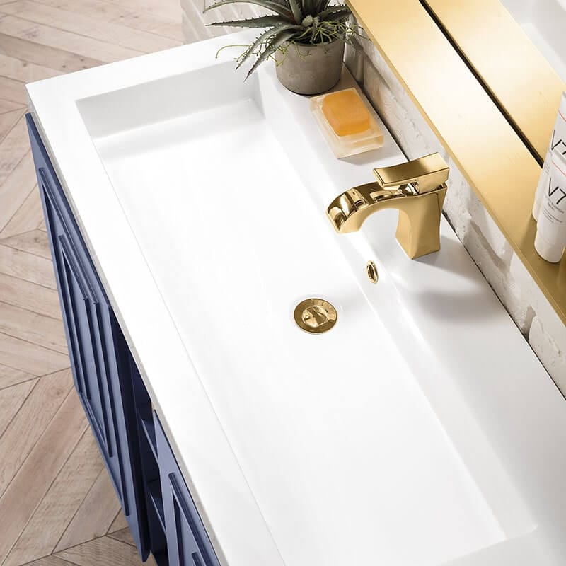 Alicante 39.5" Single Vanity Azure Blue White Glossy Composite Stone Top