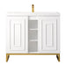 Alicante 39.5" Single Vanity Glossy White Radiant Gold Front View