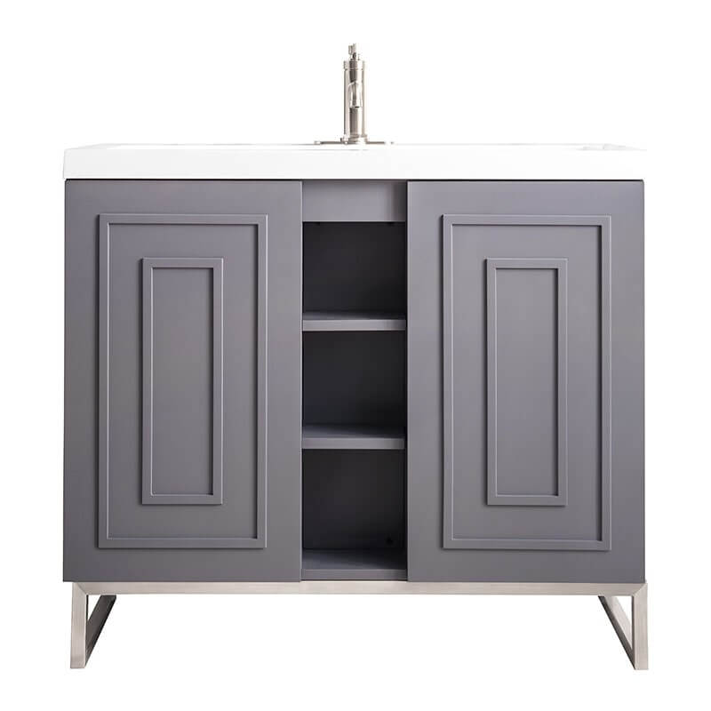 Alicante 39.5" Single Vanity Gray Smoke Front View in White Background