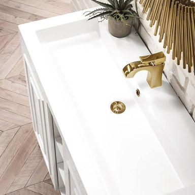 alicante 39.5" single wall mount vanity glossy white in white glossy composite stone top