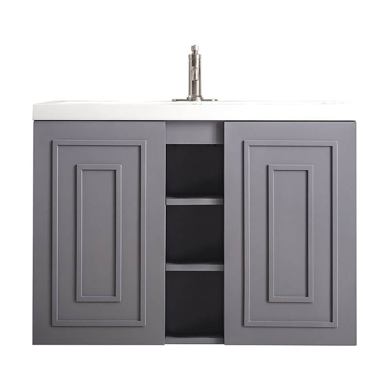Alicante 39.5" Single Wall Mount Vanity Gray Smoke Front View