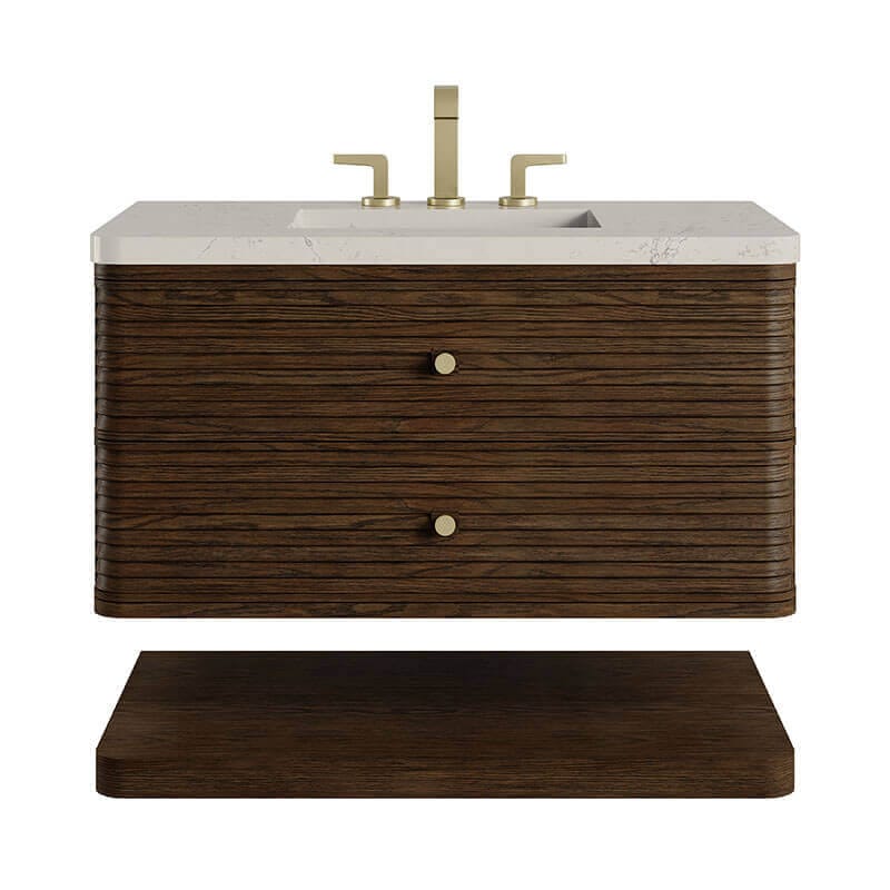 Allamari 36 Inch Single Vanity Sable in Siberian Silestone Top Front View