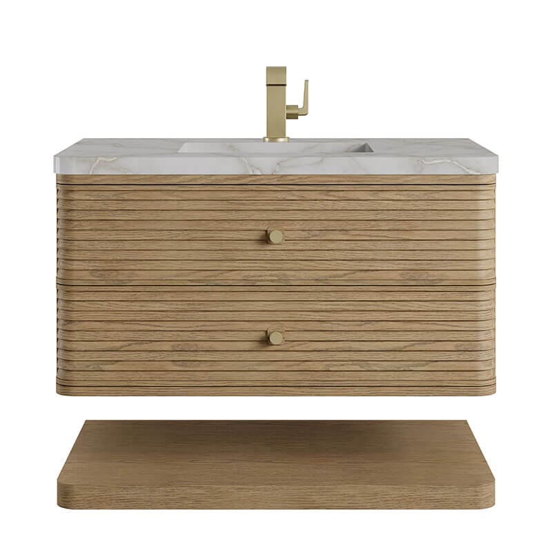 Allamari 36" Single Vanity Dune Mist in Single Hole Faucet Victorian Silver Silestone Top