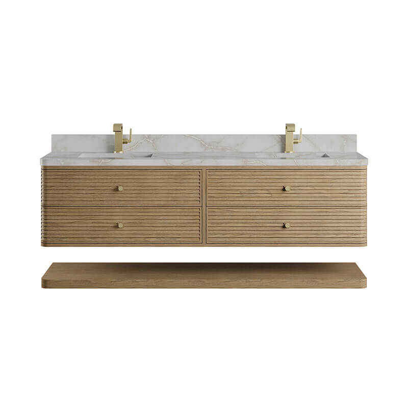 Allamari 72 Double Vanity Dune Mist in Single Hole Faucet Victorian Silver Silestone Top