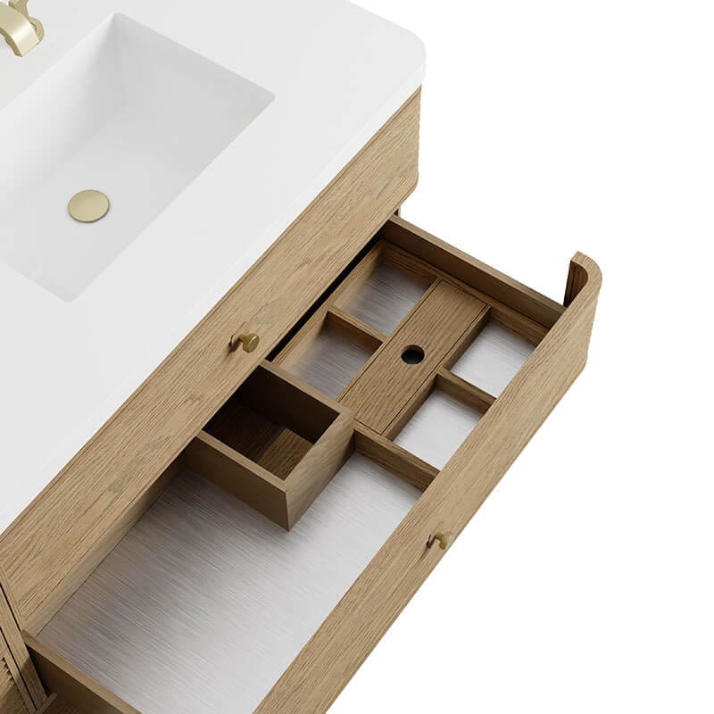 Allamari 72 Inch Double Vanity Dune Mist Cabinet Only Full-Extension Drawers