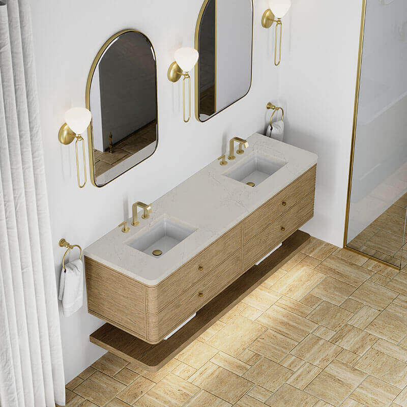 Allamari 72 Inch Double Vanity Dune Mist in Siberian Silestone Top