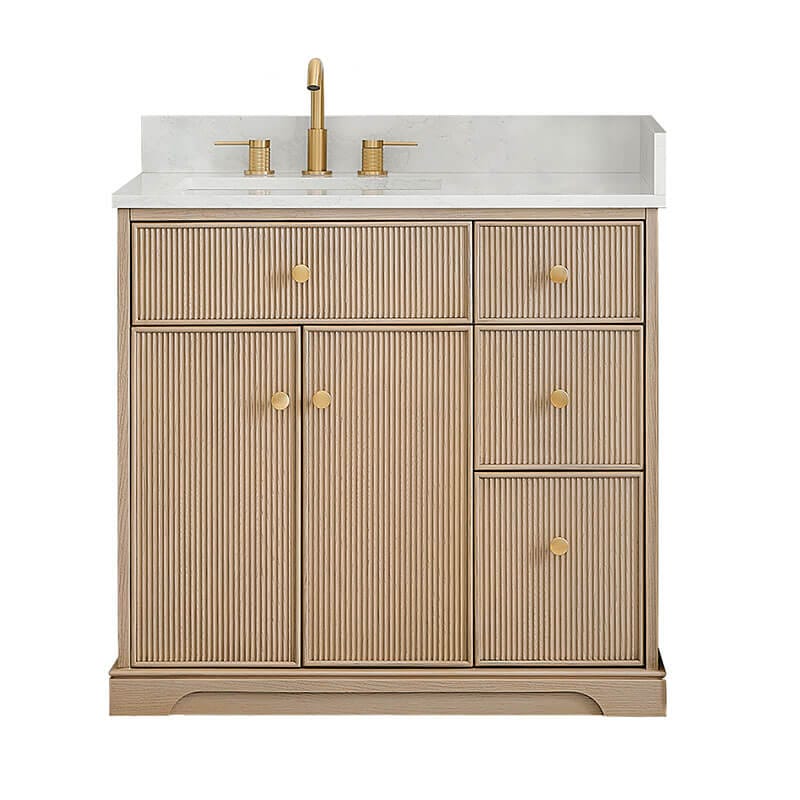 Altair Barnett 36 Single Bathroom Vanity with Top Natural Oak Front View