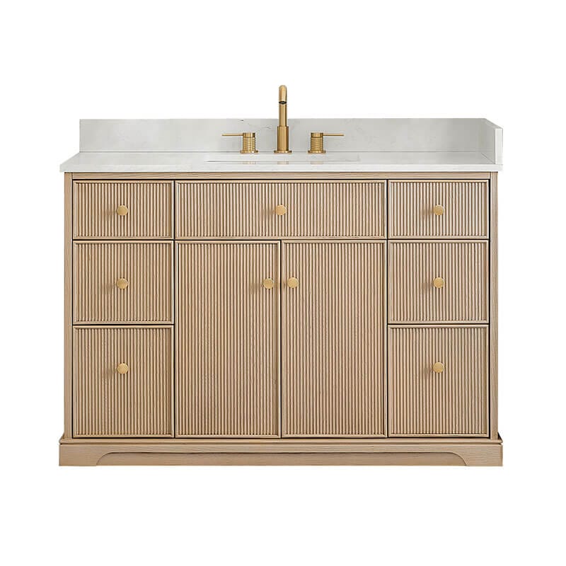 Altair Barnett 48 Single Bathroom Vanity with Top Natural Oak Front View
