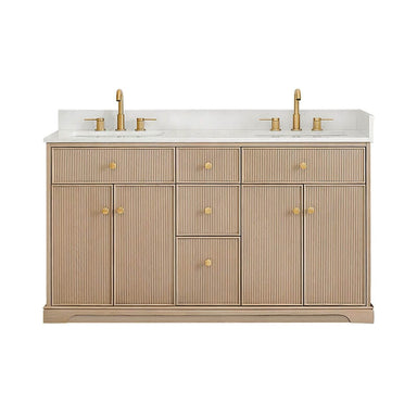 Altair Barnett 60 Double Bathroom Vanity with Top Natural Oak Front View