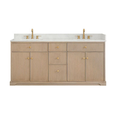 Altair Barnett 72 Double Bathroom Vanity with Top Natural Oak Front View