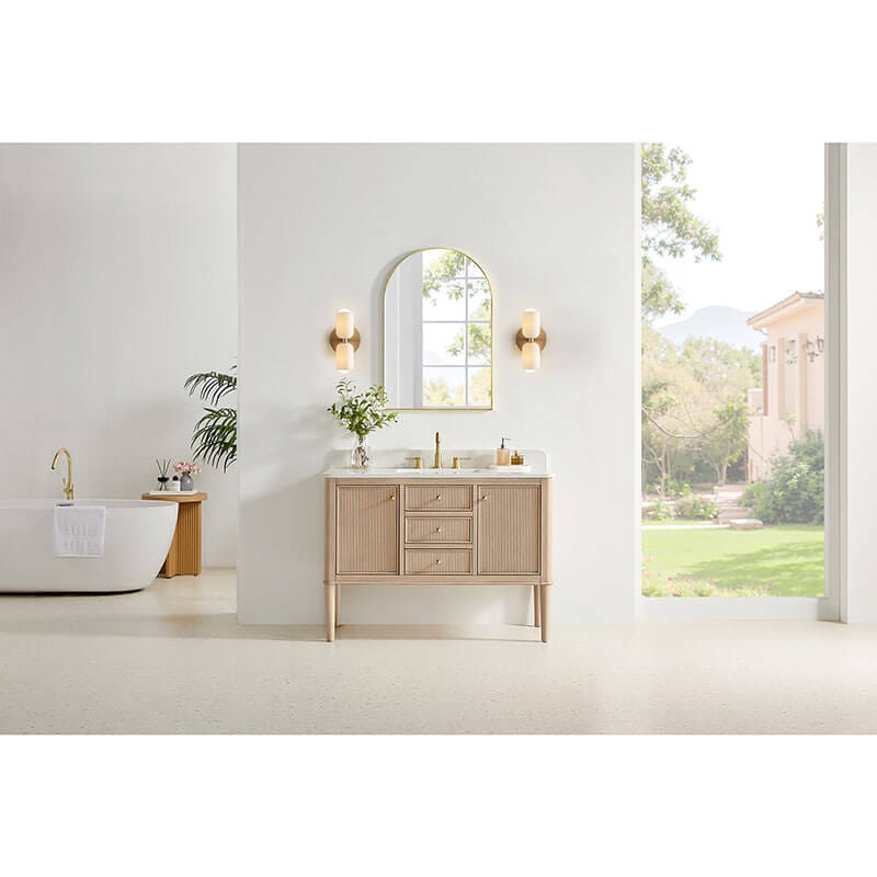 Altair Blaise 48 Inch Single Bathroom Vanity with Top Light Oak Front View