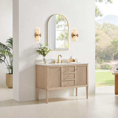 Altair Blaise 48 Single Bathroom Vanity with Top Light Oak Corner View