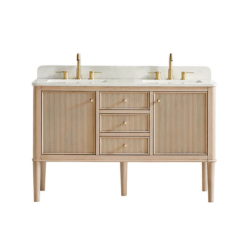 Altair Blaise 54 Double Bathroom Vanity with Top Light Oak Front View