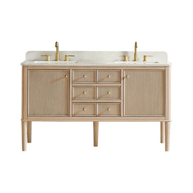 Altair Blaise 60 Double Bathroom Vanity with Top Light Oak Front View