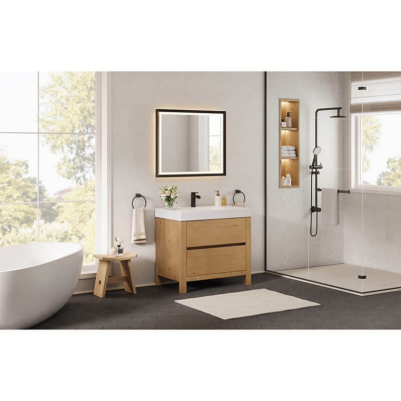 Altair Cascadia 36 Single Bathroom Vanity with Top Weathered Fir Corner View