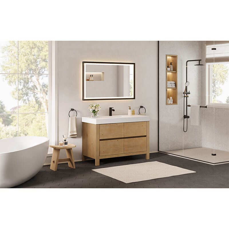 Altair Cascadia 48 Single Bathroom Vanity with Top Weathered Fir Corner View Lifestyle