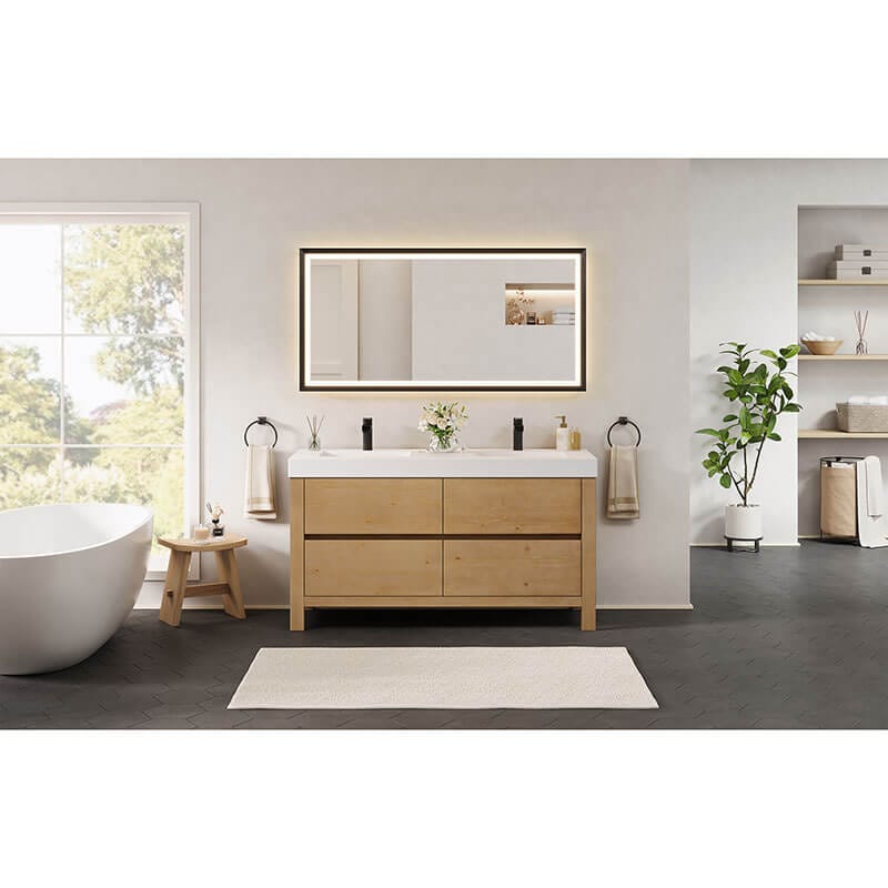 Altair Cascadia 60 Double Bathroom Vanity with Top Weathered Fir Front View