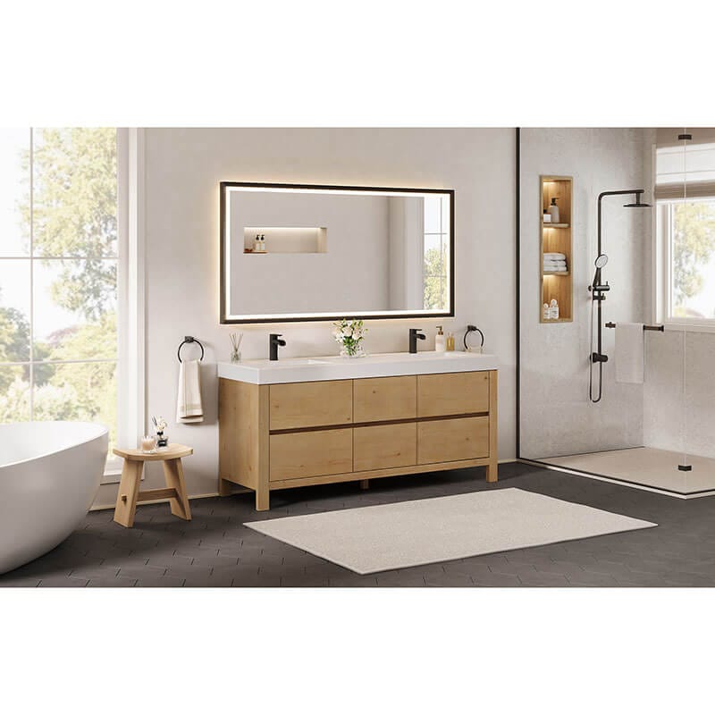 Altair Cascadia 72 Double Bathroom Vanity with Top Weathered Fir Corner View