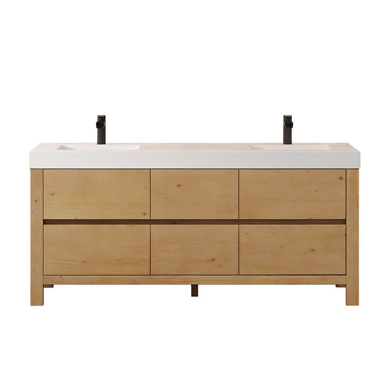 Altair Cascadia 72 Double Bathroom Vanity with Top Weathered Fir Front View