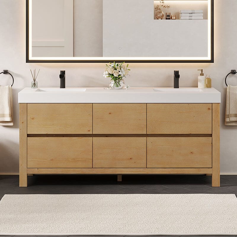 Altair Cascadia 72 inch Double Bathroom Vanity with Top Weathered Fir Front View