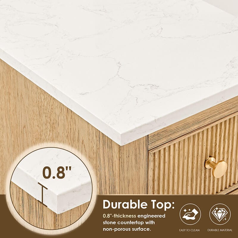 Altair Cecil 36 inch Single Bathroom Vanity with Top White Oak Countertop