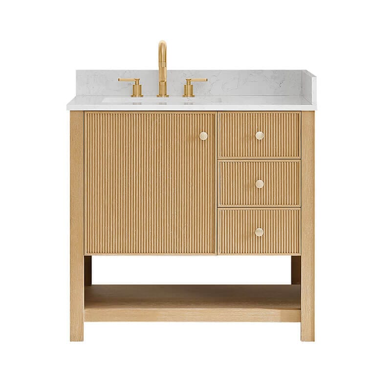 Altair Cecil 36 Single Bathroom Vanity with Top White Oak Front View