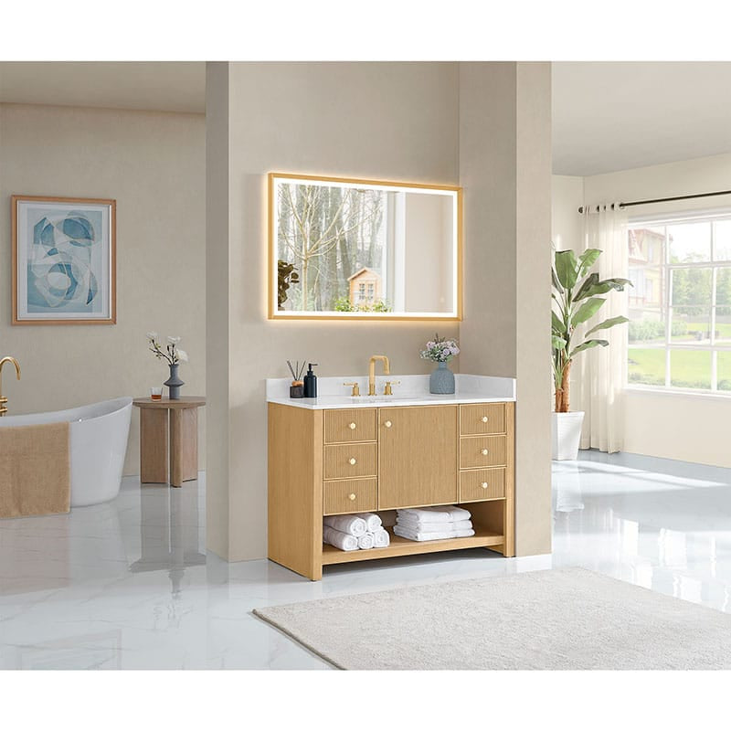 Altair Cecil 48 Single Bathroom Vanity with Top White Oak Corner View