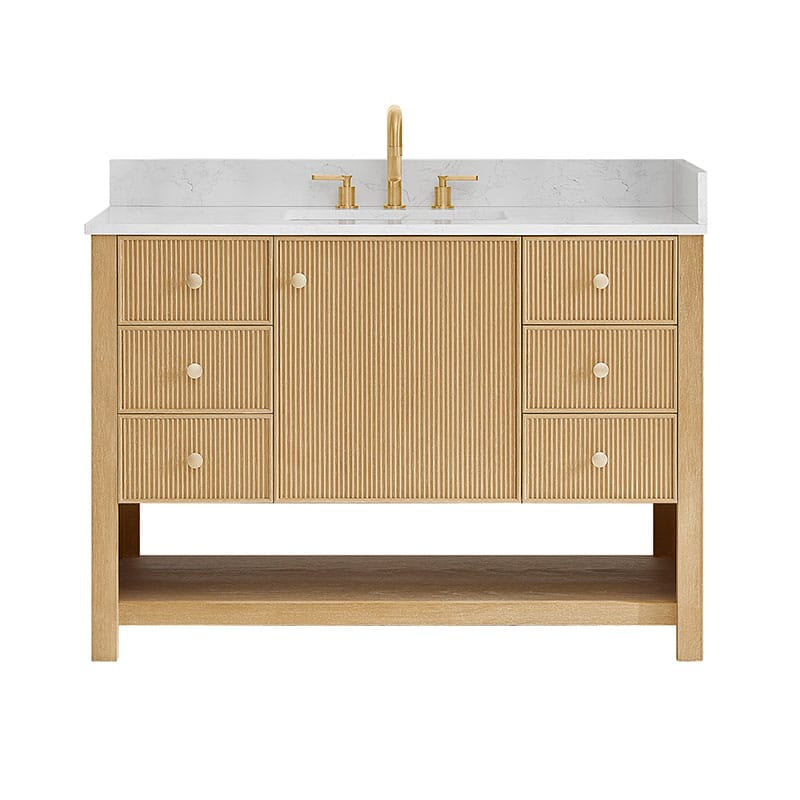 Altair Cecil 48 Single Bathroom Vanity with Top White Oak Front View