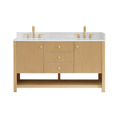 Altair Cecil 60 Double Bathroom Vanity with Top White Oak Front View