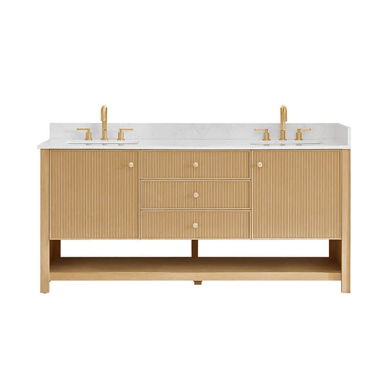Altair Cecil 72 Double Bathroom Vanity with Top White Oak Front View