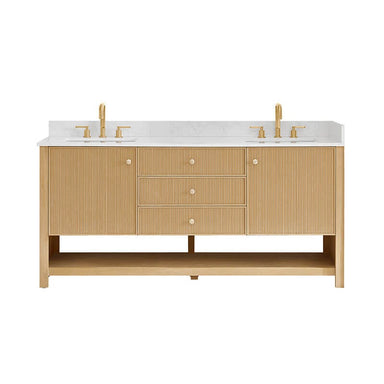 Altair Cecil 72 Double Bathroom Vanity with Top White Oak Front View