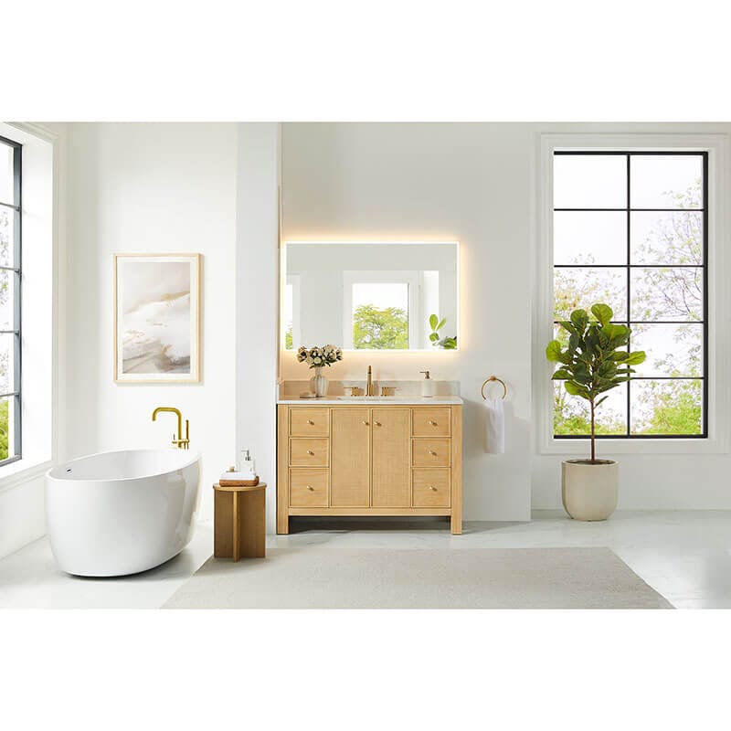 Altair Cedar 48 inch Single Bathroom Vanity with Top Natural Wood Front View