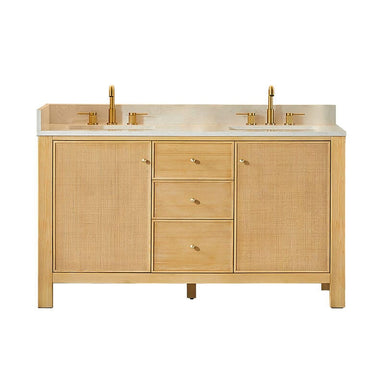 Altair Cedar 60 Double Bathroom Vanity with Top Natural Wood Front View