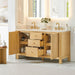 Altair Cedar 60 inch Double Bathroom Vanity with Top Natural Wood Open Drawer