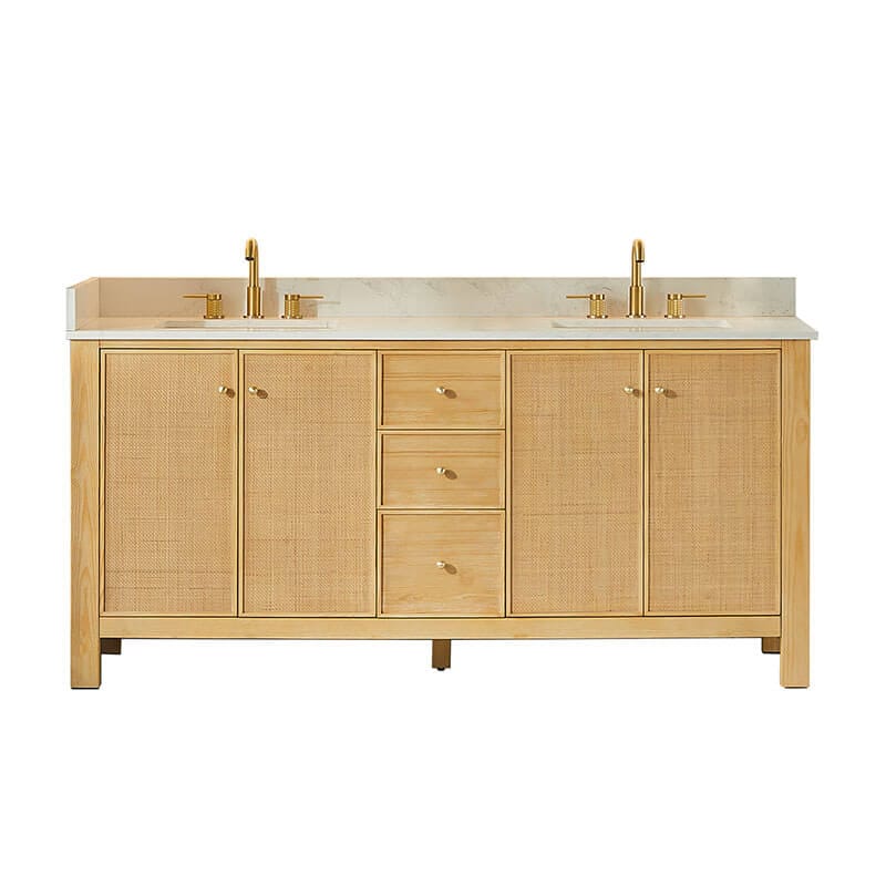 Altair Cedar 72 Double Bathroom Vanity with Top Natural Wood Front View