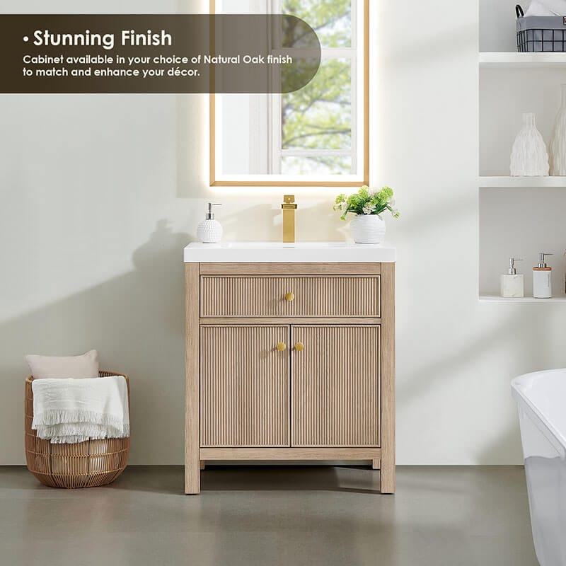 Altair Cerrito 30 Single Bathroom Vanity with Top Natural Oak Stunning Finish