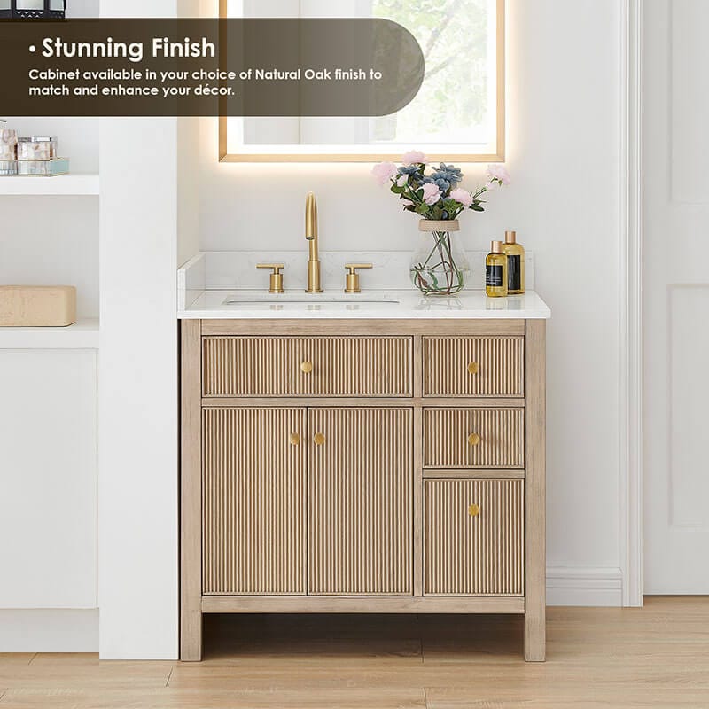 Altair Cerrito 36 inch Single Bathroom Vanity with Top Natural Oak Stunning Finish