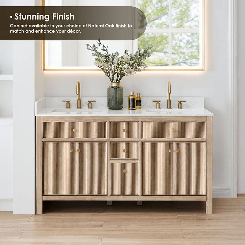 Altair Cerrito 60 Double Bathroom Vanity with Top Natural Oak Stunning Finish