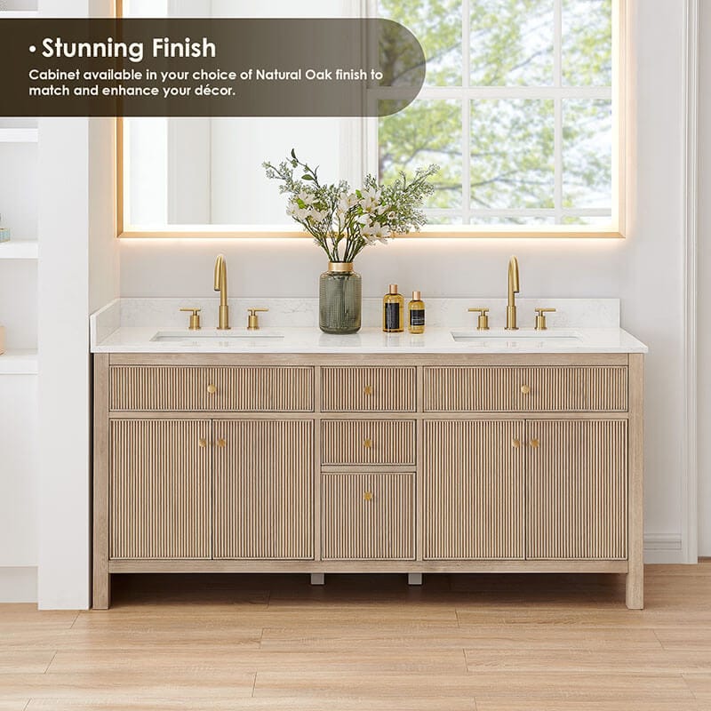 Altair Cerrito 72 Double Bathroom Vanity with Top Natural Oak Tunning Finish